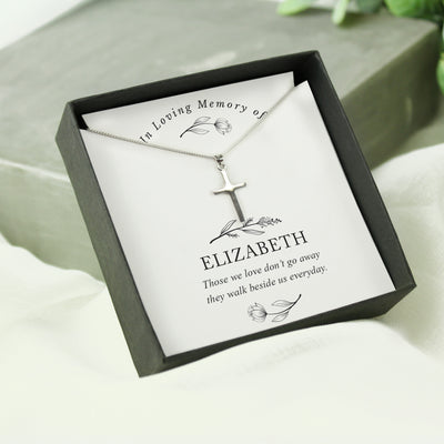 Personalised In Loving Memory Cross Sentiment Necklace and Box by Really Cool Gifts