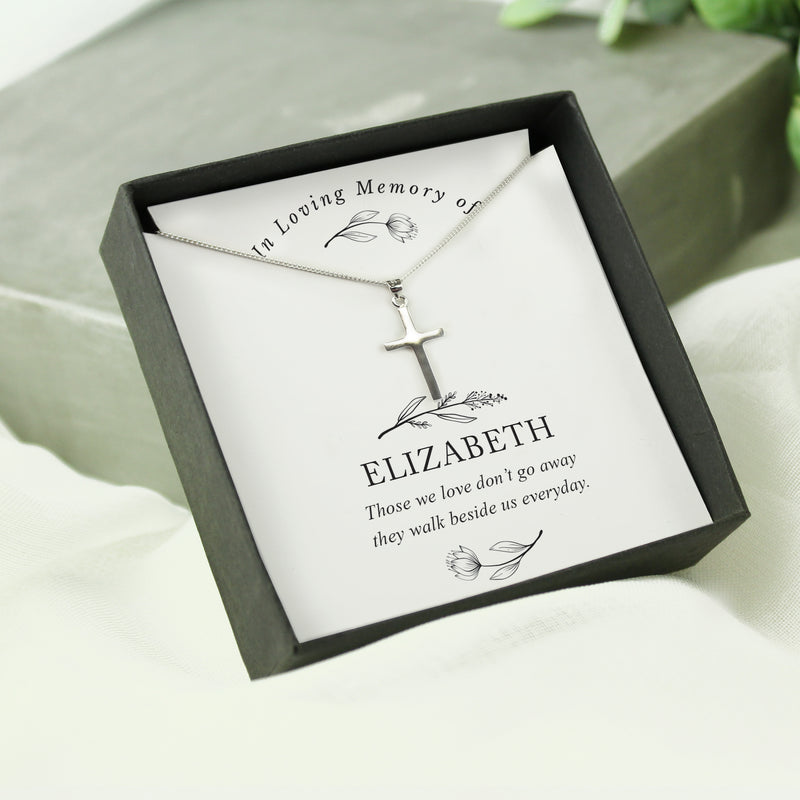 Personalised In Loving Memory Cross Sentiment Necklace and Box by Really Cool Gifts