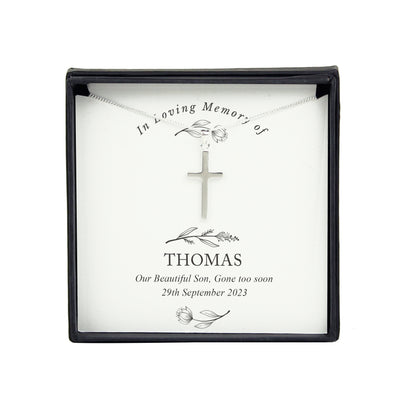 Personalised In Loving Memory Cross Sentiment Necklace and Box by Really Cool Gifts