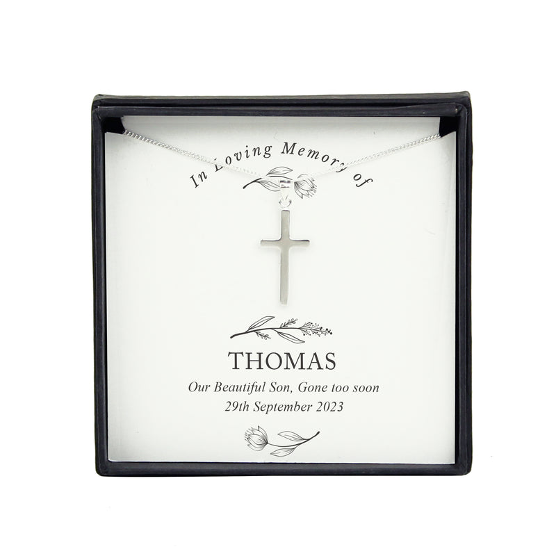 Personalised In Loving Memory Cross Sentiment Necklace and Box by Really Cool Gifts