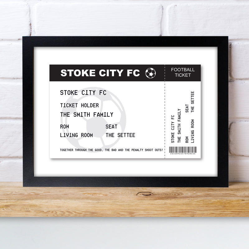 Personalised Football Ticket A4 Black Framed Print by Really Cool Gifts