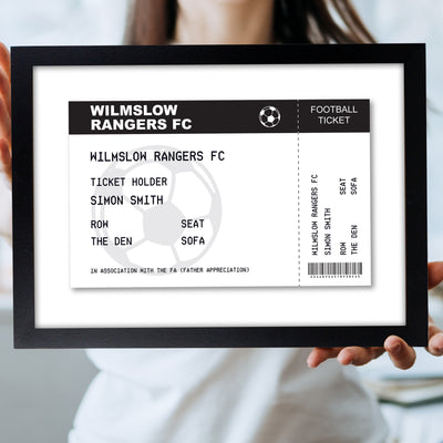 Personalised Football Ticket A4 Black Framed Print by Really Cool Gifts