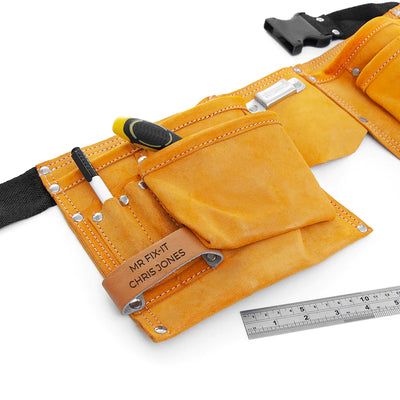PERSONALISED DAD'S 11-POCKET LEATHER TOOL BELT Really Cool Gifts