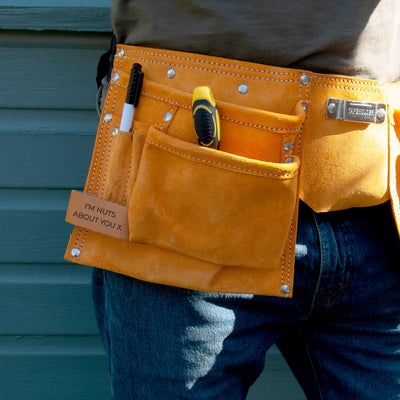 PERSONALISED DAD'S 11-POCKET LEATHER TOOL BELT Really Cool Gifts
