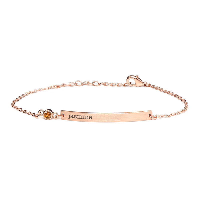 Personalised Rose Gold Birthstone Swarovski Crystal Bracelet