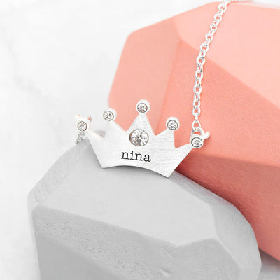 Personalised Kids Princess Crown Necklace