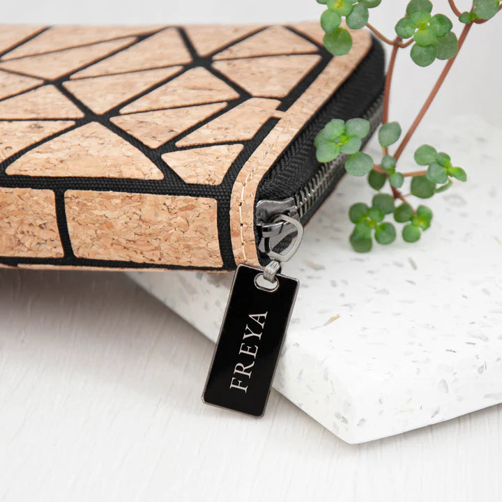 Personalised Geometric Cork Zip Wallet