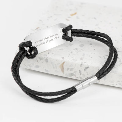 Personalised Men's Celtic Trinity Statement Leather Bracelet