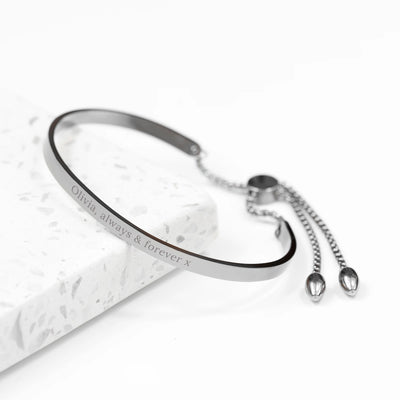 Personalised Silver Affirmation Bangle Bracelet by Really Cool Gifts