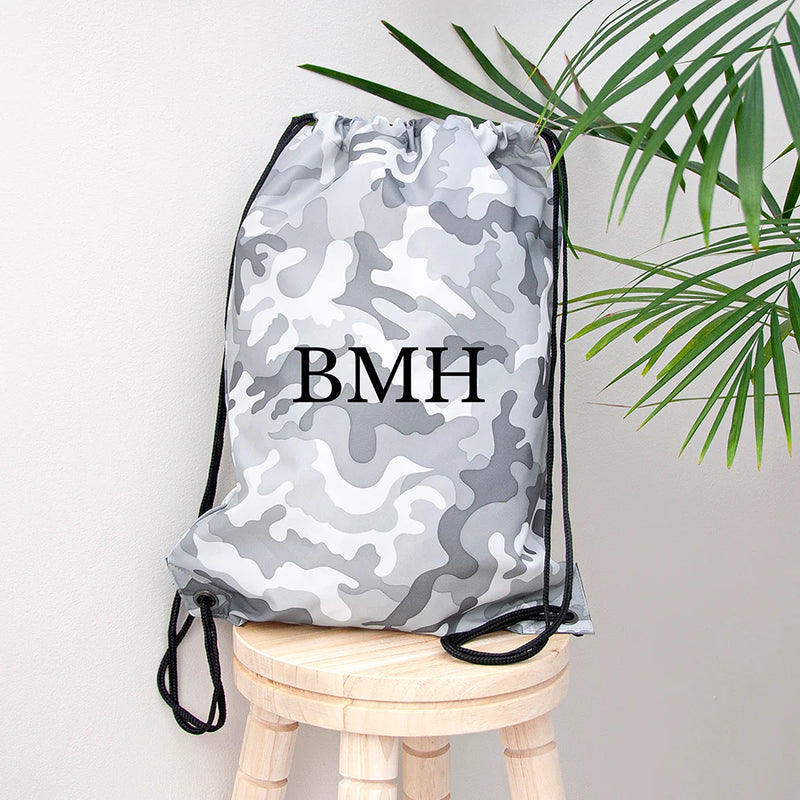 Personalised Camo Drawstring Bag