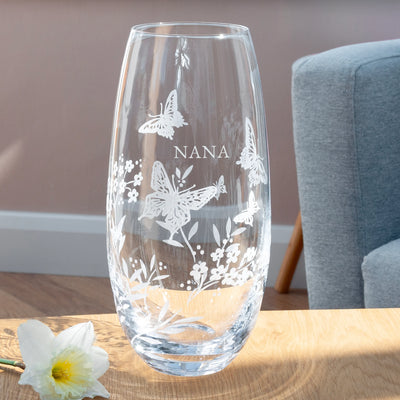 Personalised Butterfly Floral Barrel Vase
