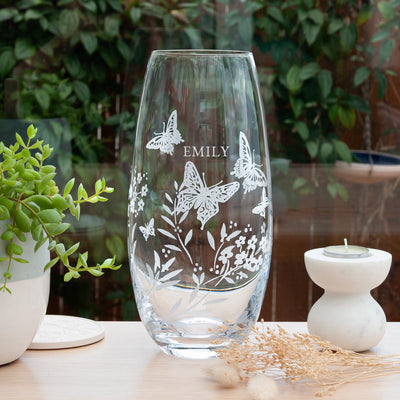 Personalised Butterfly Floral Barrel Vase
