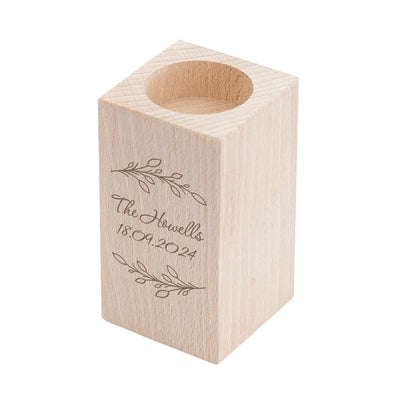 Personalised Wreath Wooden Tealight Holder