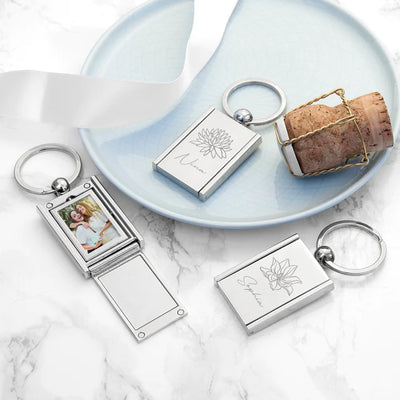 Personalised Birth Flower Frame Keyring