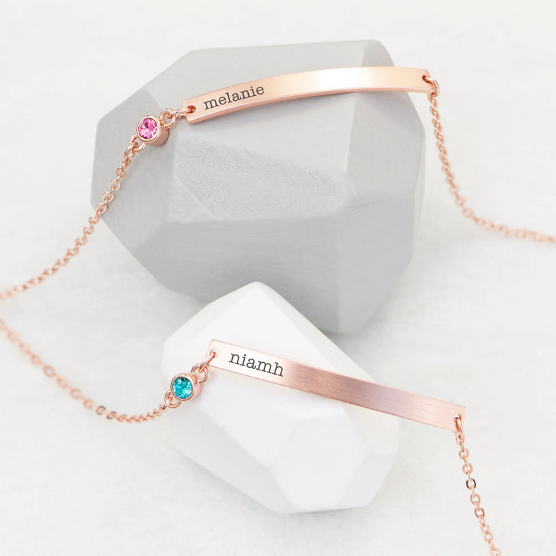 Personalised Rose Gold Birthstone Swarovski Crystal Bracelet