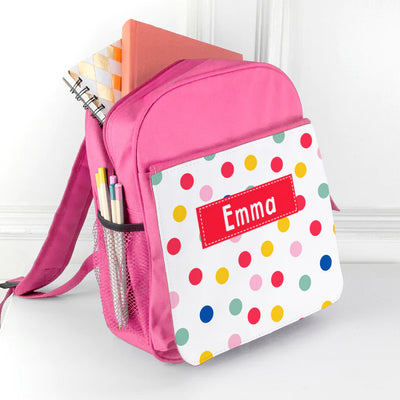 Personalised Girl's Patterned Pink Rucksack