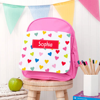 Personalised Girl's Patterned Pink Rucksack