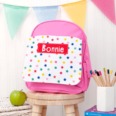 Personalised Girl's Patterned Pink Rucksack