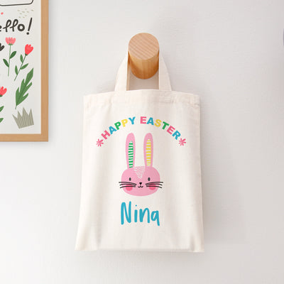 Personalised Rabbit Natural Easter Egg Hunt Bag