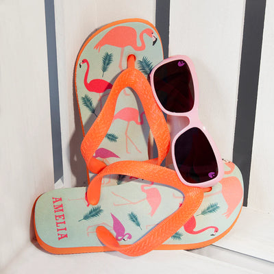 Personalised Fabulous Flamingos Child's Flip Flops Really Cool Gifts