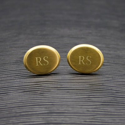 MEN'S MATTE FINISH BRUSHED GOLD OVAL CUFFLINKS