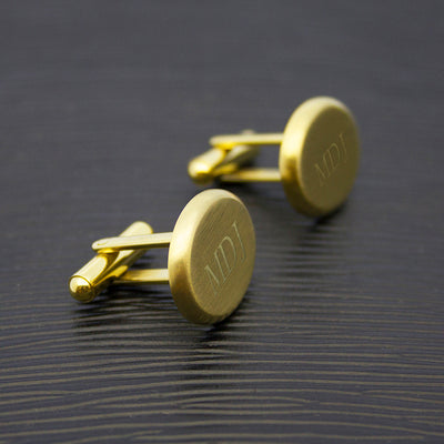 MEN'S MATTE FINISH BRUSHED GOLD OVAL CUFFLINKS