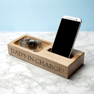 Personalised Oak Tech Holder