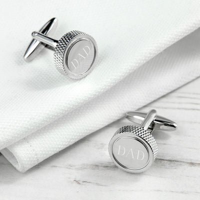 PERSONALISED ROUND RHODIUM PLATED CUFFLINKS