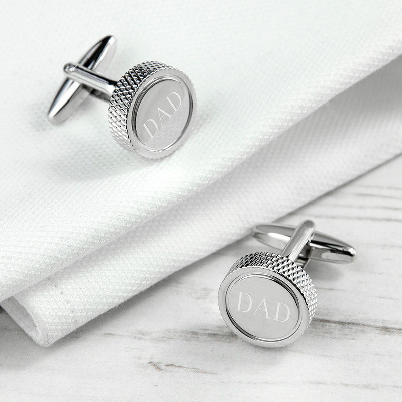 PERSONALISED ROUND RHODIUM PLATED CUFFLINKS