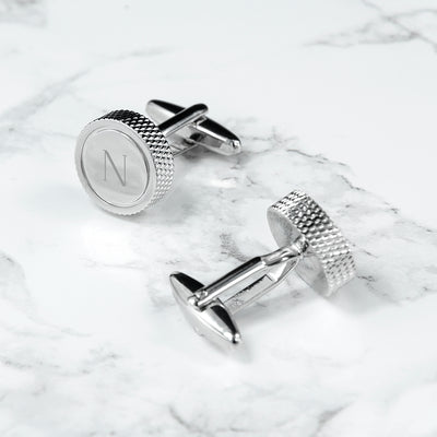 PERSONALISED ROUND RHODIUM PLATED CUFFLINKS
