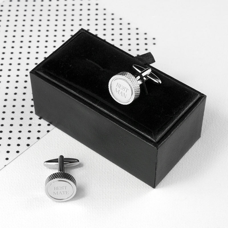 PERSONALISED ROUND RHODIUM PLATED CUFFLINKS