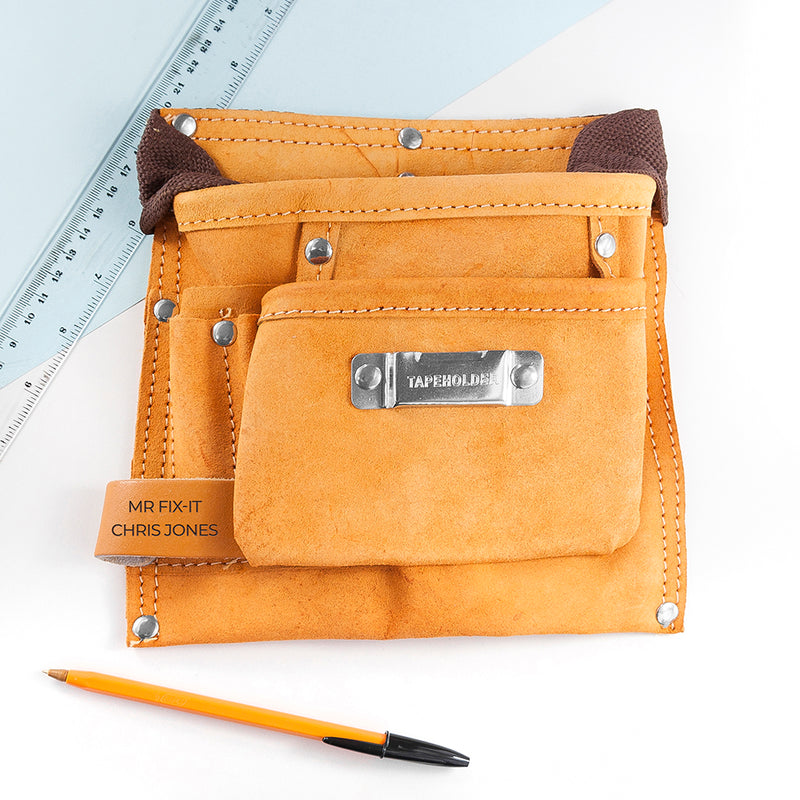 PERSONALISED 6-POCKET LEATHER TOOL BELT