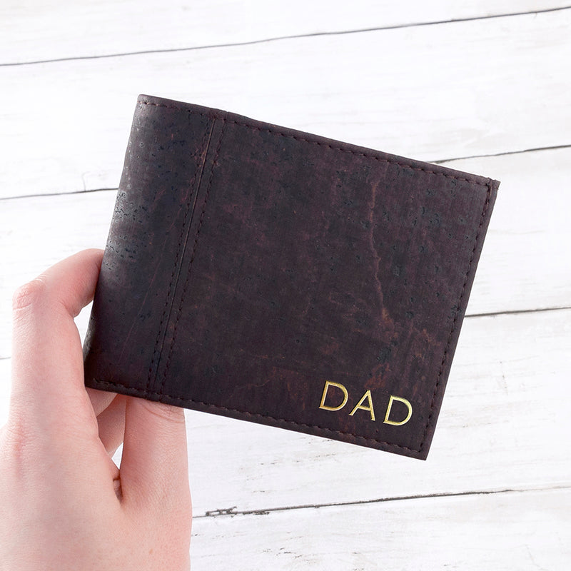 PERSONALISED DARK BROWN VEGAN LEATHER CORK WALLET