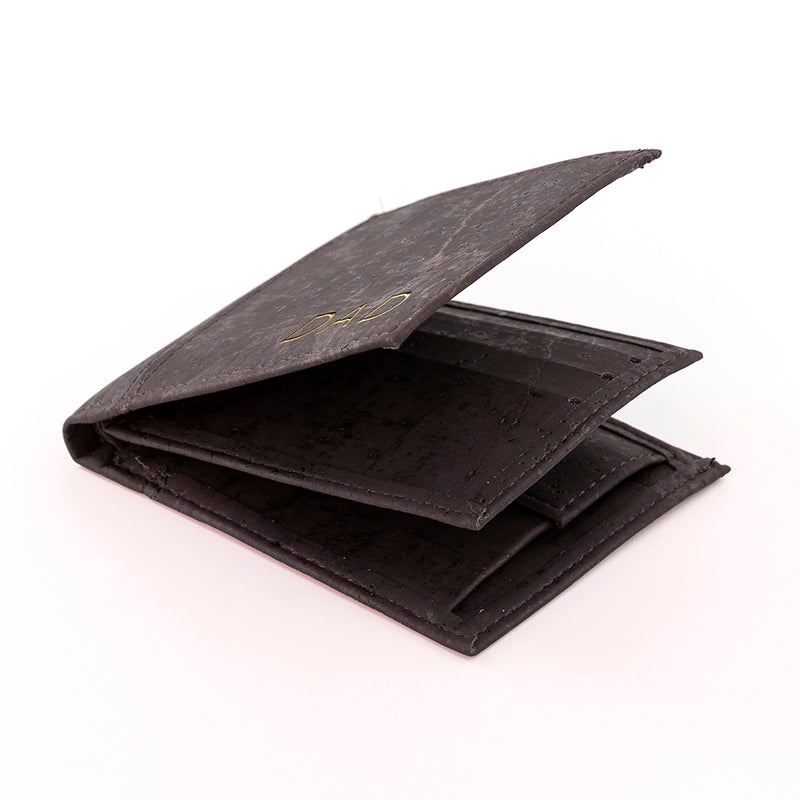 PERSONALISED DARK BROWN VEGAN LEATHER CORK WALLET
