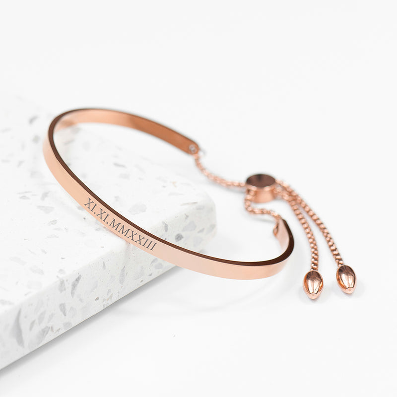 Personalised Rose Gold Affirmation Bangle Bracelet by Really Cool Gifts