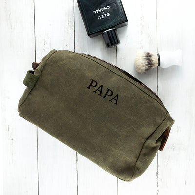 PERSONALISED MEN'S WAXED WASH BAG