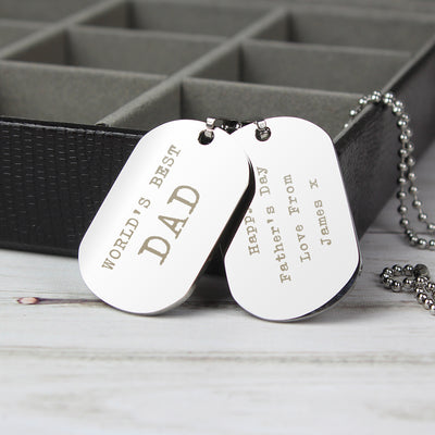 Really Cool Gifts - Personalised Free Text Steel Double Dog Tag Necklace