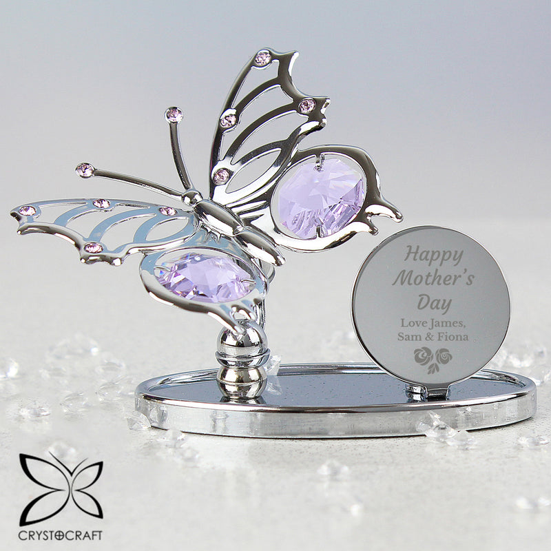 Really Cool Gifts - Personalised Happy Mothers Day Crystocraft Butterfly