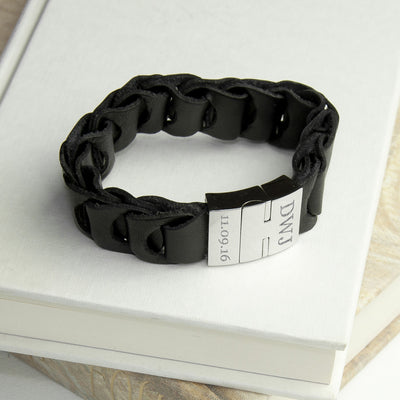 Personalised Men's Intrepid Leather Bracelet by Really Cool Gifts Really Cool Gifts