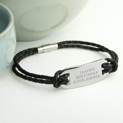 Personalised Men's Statement Leather Bracelet by Really Cool Gifts Really Cool Gifts