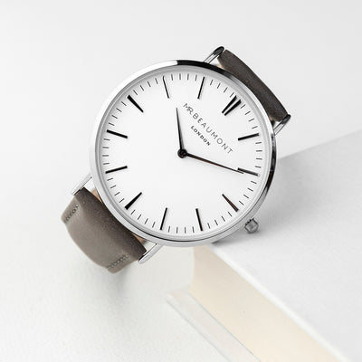 Men's Modern-vintage Personalised Leather Watch In Ash by Really Cool Gifts Really Cool Gifts