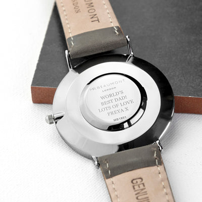 Men's Modern-vintage Personalised Leather Watch In Ash by Really Cool Gifts Really Cool Gifts
