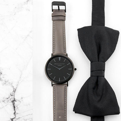 Men's Modern-vintage Personalised Watch With Black Face In Ash by Really Cool Gifts Really Cool Gifts