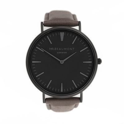 Men's Modern-vintage Personalised Watch With Black Face In Ash by Really Cool Gifts Really Cool Gifts