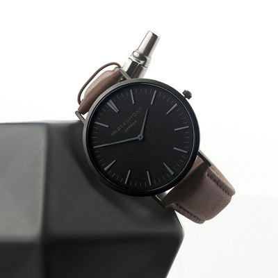 Men's Modern-vintage Personalised Watch With Black Face In Brown by Really Cool Gifts Really Cool Gifts