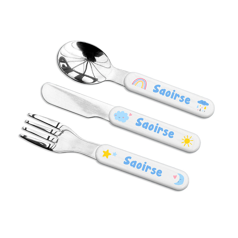 Personalised Kids Pastel Sky Cutlery Set - Metal by Really Cool Gifts