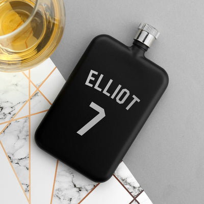 Personalised Black Slimline Football Shirt Hip Flask by Really Cool Gifts Really Cool Gifts