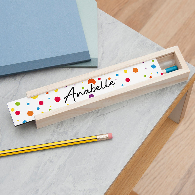 Personalised Kids Slim Polka Dot Pencil Box By Really Cool Gifts
